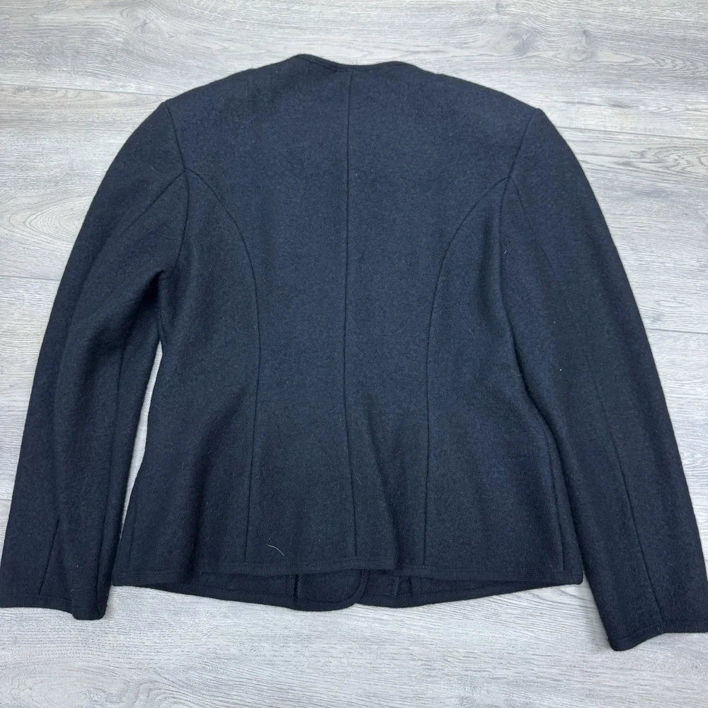 VTG Geiger Austria Black Wool Cardigan‎ Button Up Sz 38 READ Minimal Classy